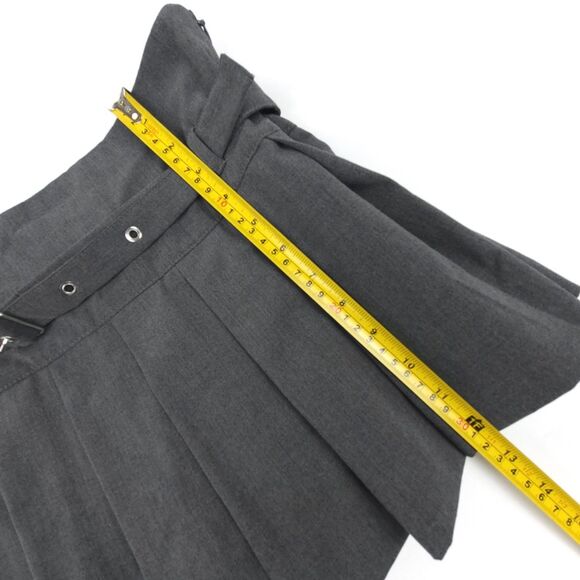 NEW Zara 90s Box Pleated Belted Micro Mini Skirt Skort Low Rise Gray Academia XS - Picture 3 of 9